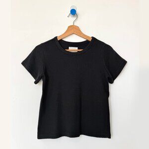 Le Bon Shoppe Pointelle Babe Tee in Black NWT